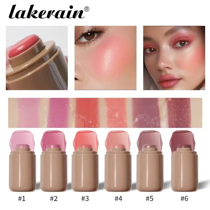 Lakerain 3in1 joue lèvres teinté hydraté Blush bâton imperméable facile couleur Rouge soyeux lisse fard à joues crème mat Contour maquillage