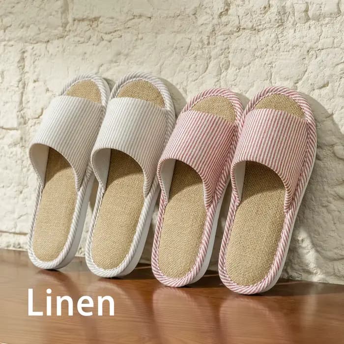 Pantoufles de maison en lin pour femmes et hommes, sandales de salon plates d'été, légères, confortables, antidérapantes, pantoufles d'intérieur pour hommes