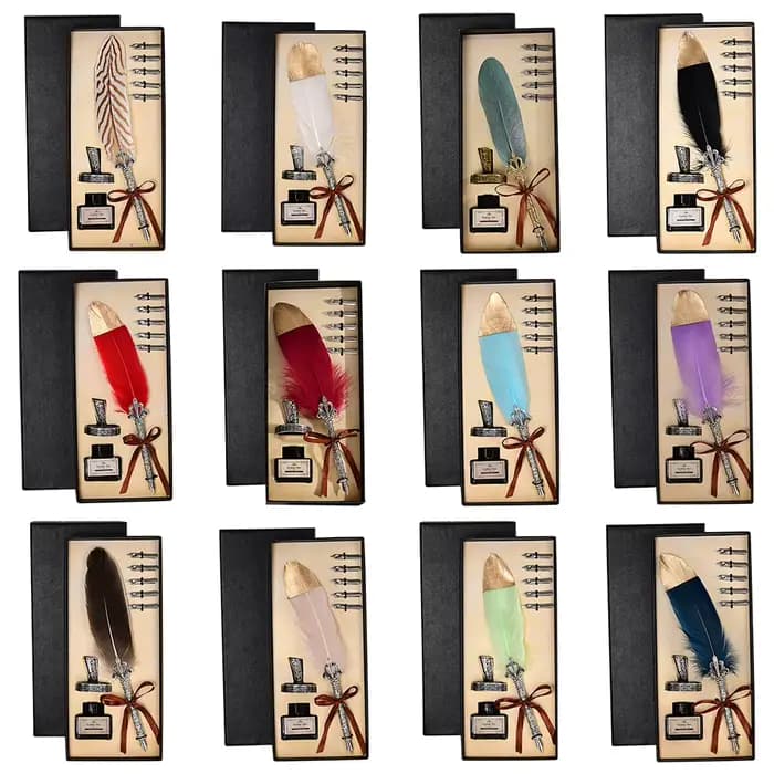 Stylo à plume avec 5 pièces, Kit de stylo à encre à plumes fines, papeterie rétro, ensemble de stylos à plume rétro, Excellent Souvenir de mariage pour femmes et hommes