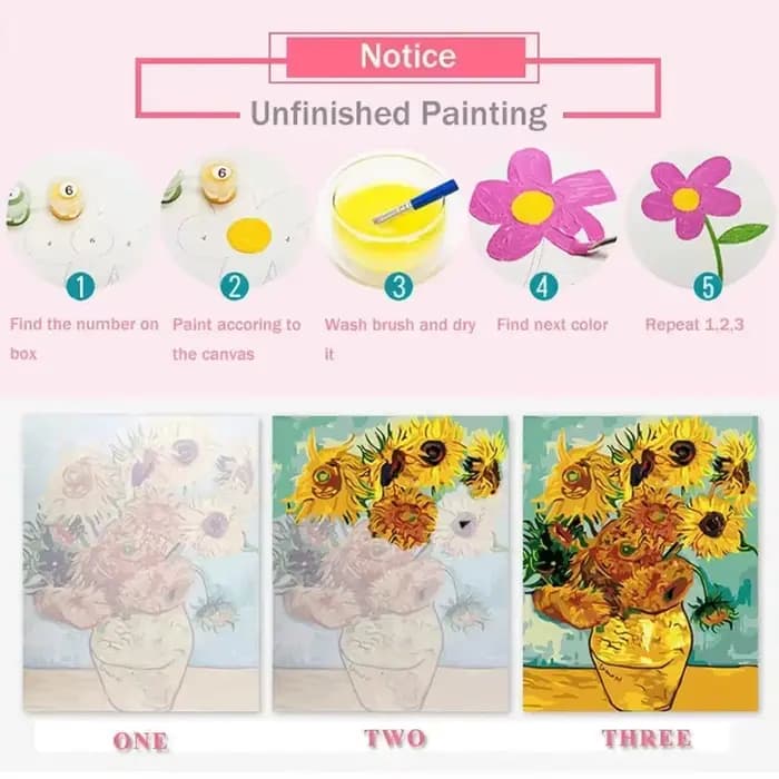 Peinture à l'huile par numéros, paysage de printemps, tournesol, dessin sur toile, images par numéros, décoration de maison, DIY bricolage