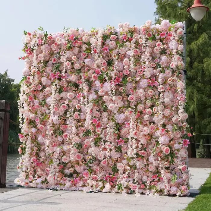 Panneau mural de fleurs 3D en soie, Rose, décoration murale florale pour mariage, décoration de maison, arrière-plan, boutique, Arrangement Photo de fête