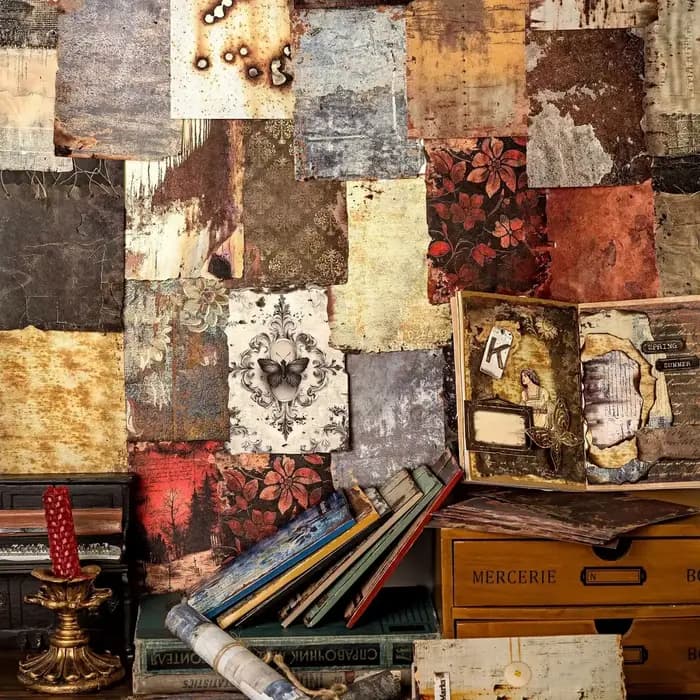 30 pièces de papier vintage effet rouillé pour agenda, carnet, album, scrapbooking et fond de page, pour projets DIY faits main