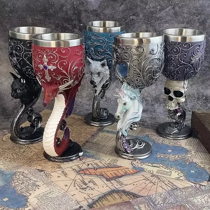 200ml chats noirs gobelets amour Couple coeur calice Dragon médiéval gobelet acier inoxydable tasse à vin saint Graal rétro Animal cheval
