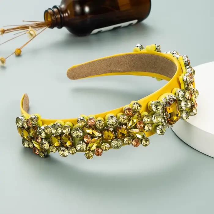 Serre-tête Baroque Rétro Européen-Américain pour Femme, Entièrement Incrusté de Strass Colorés, Accessoire de Cheveux Tendance pour Sorties