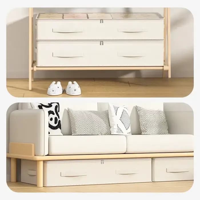 Lot de 3 boîtes de rangement sous lit grande capacité, pliables avec couvercle, anti-poussière, multi-usages