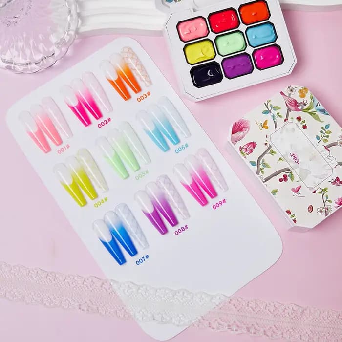 Palette de gel à ongles 9 couleurs pour manucure, idéale pour débutants, professionnels, femmes, petites amies et mamans