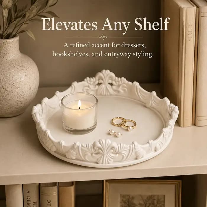 Un plateau élégant de style baroque pour décorer les coiffeuses, les chambres, etc., pour ranger les cosmétiques, les bijoux, etc.