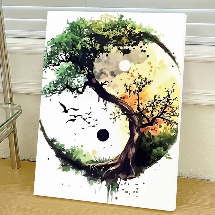 Peinture à l'huile par numéros arbre paysage numérique peinture à l'huile paysage Arts et artisanat Kit de bricolage pour adultes décoration murale salon