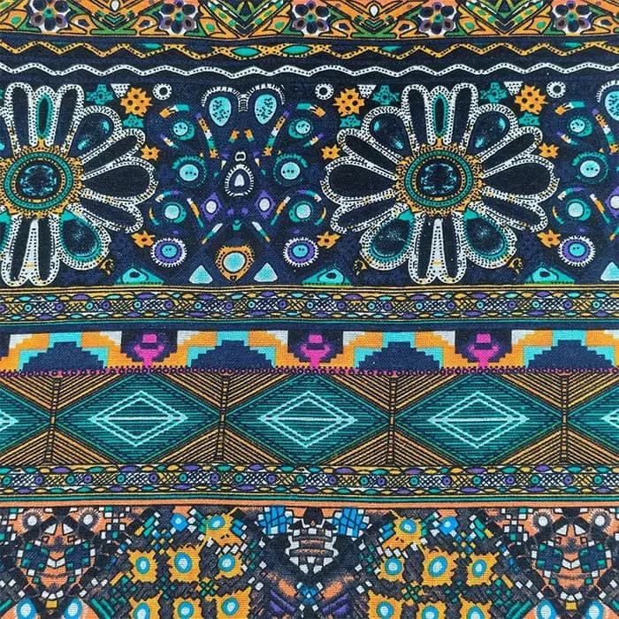 Tissu en coton et lin de 0,5/1 yard avec motifs ethniques, style bohème, adapté au bricolage, à la couture, aux nappes et aux vêtements.