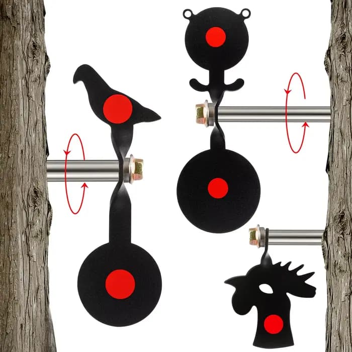 Animaux en métal Ours/Oiseau/Poulet 360 °   Cibles rotatives pour pistolet BB, pistolet à air comprimé, fronde, chasse et tir dans l'arrière-cour en plein air