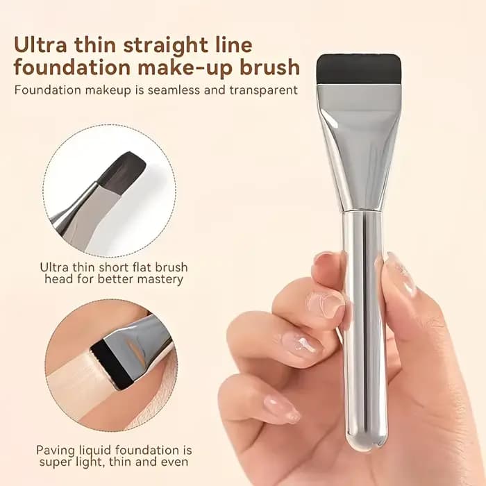 Brosse de fond de teint ovale en poils de Nylon Ultra-fins et hypoallergéniques
