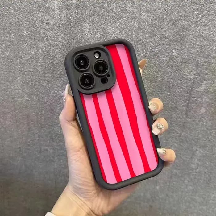 Coque de téléphone antichoc en silicone à motif rayé rose pour iPhone 17 Pro Max 16 15 Pro 14 13 12 11 XR XS 17Air 16 Plus