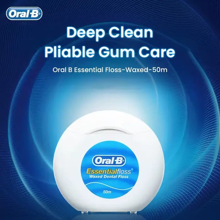 Fil de menthe essentiel Oral B 50M, fil de nettoyage dentaire professionnel, revêtement de cire Portable, élimination de la Plaque dentaire, nettoyage en profondeur