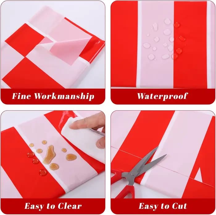 Nappe à Rayures Verticales Rouge et Blanche Imperméable, Décorations de Table pour ixà Thème de Carnaval LYus, 54x108 Pouces, 1 Pièce