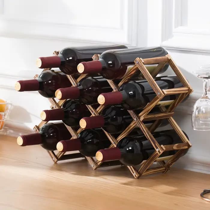 Casier à vin en bois supports de stockage de vin comptoir 10 bouteilles pliable autoportant casier à vin en bois stockage casier à vin pour la cuisine