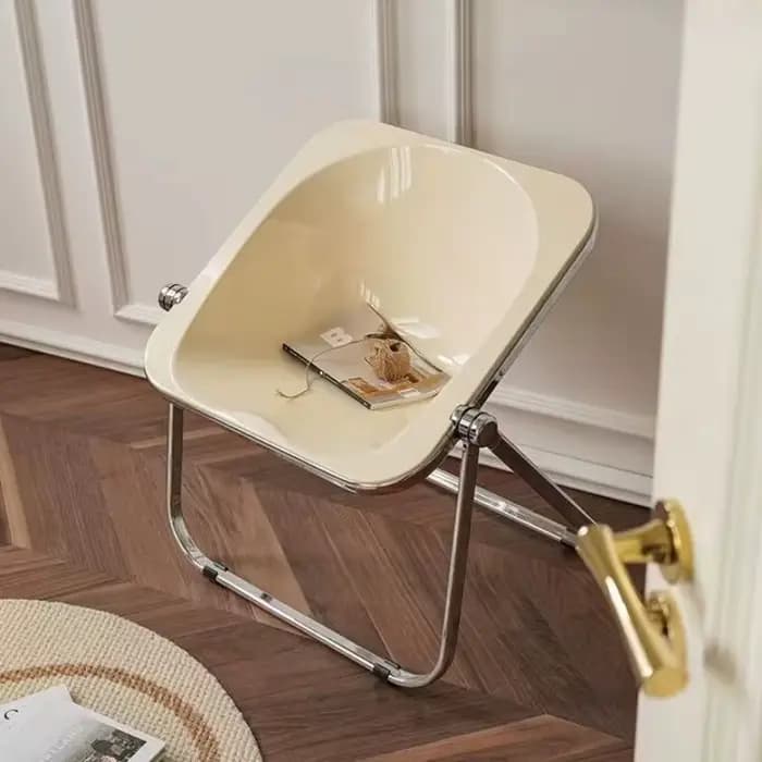 Chaises de salon pliantes portables modernes simples, pieds de banc en métal, chaise de vanité en acrylique, tabouret de chambre à coucher, meubles de maison