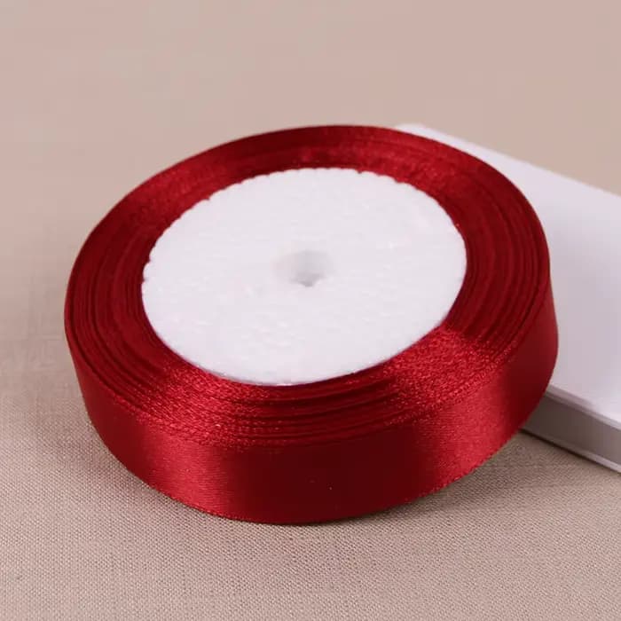 Ruban en Satin simple Face rouge vif, 25 Yards, vente en gros, fournitures de travaux manuels, emballage cadeau, vêtements de noël, ruban en tissu à coudre