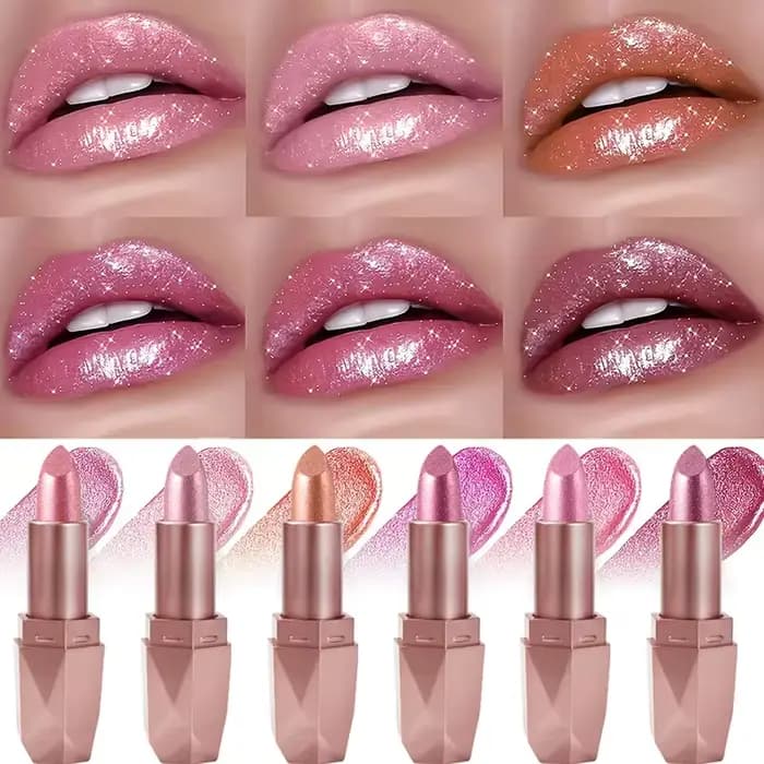 Rouge à lèvres pailleté nacré diamanté