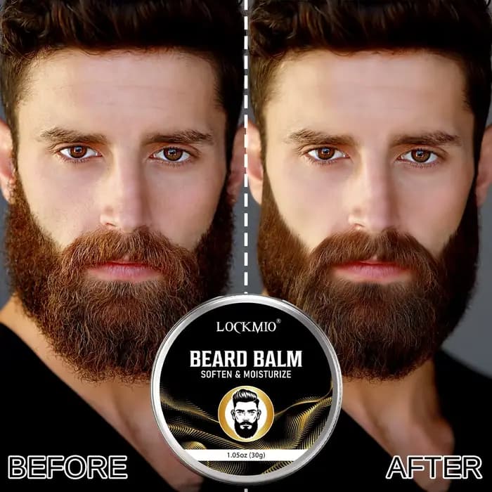 Baume adoucissant et coiffant pour barbe LOCKMIO 30g pour hommes, tenue longue durée, beurre pour moustaches, crème hydratante et définissante pour poils du visage