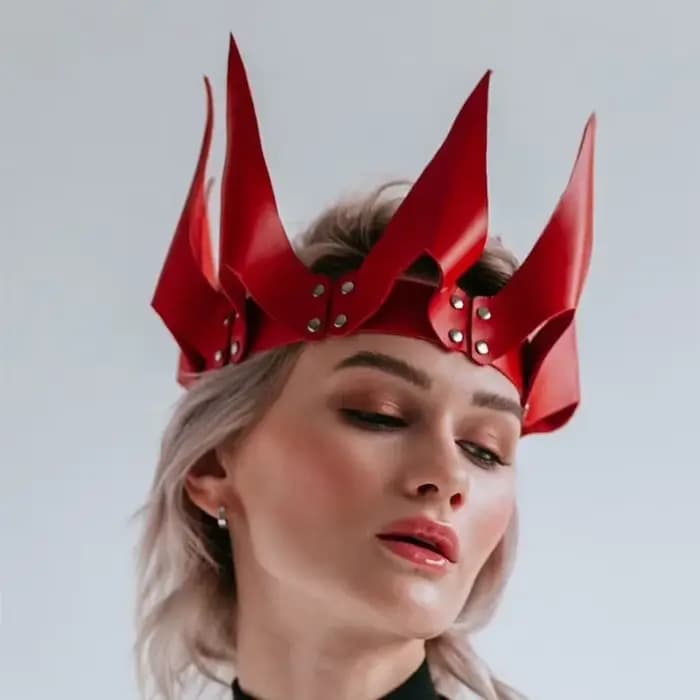 Accessoires de cosplay en cuir PU pour femmes et hommes, couronne rouge, costume de carnaval, décoration du jour de Noël, accessoire SFP, masade Tim Party