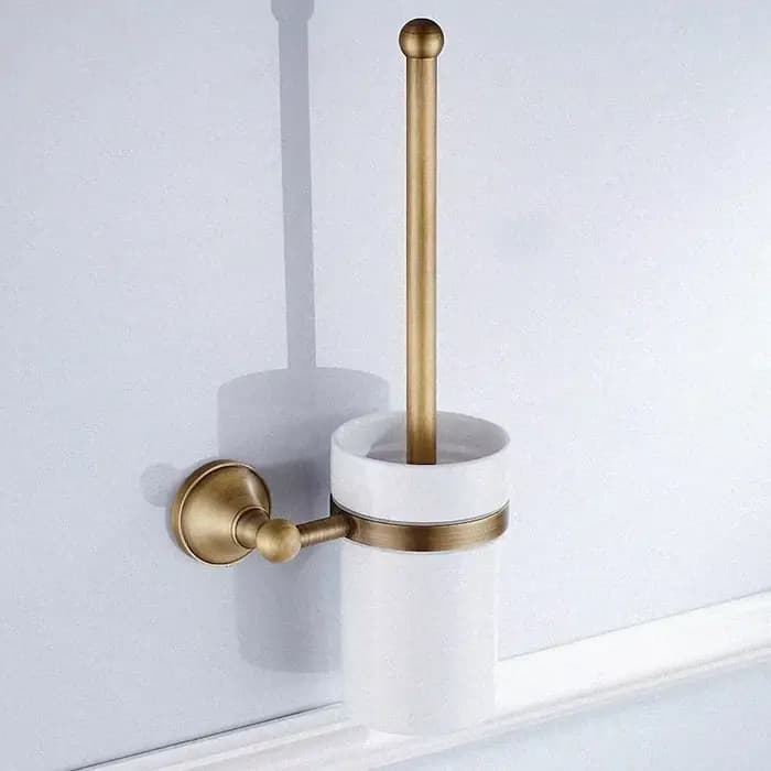 Pendentif de salle de bain rétro, tasse en céramique blanche, poignée en laiton, support pour brosse de toilette, adapté à la décoration de la salle de bain