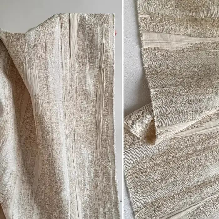 Rideaux en lin Jacquard blanc, tissu Double couche rayé en relief texturé en détresse, jupes de styliste faites à la main, matériaux artisanaux
