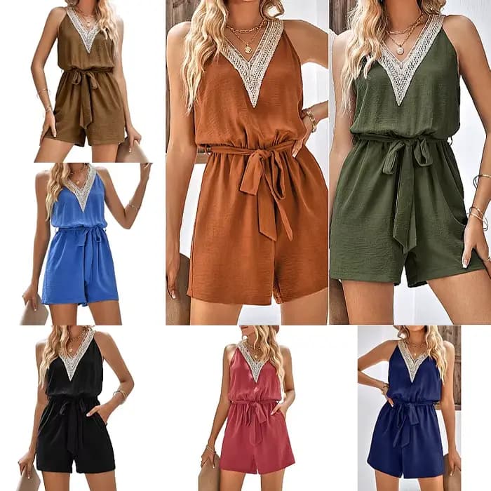 Combinaison pour femme, combinaison une pièce, couleur unie, sans manches, printemps été, streetwear, ensemble assorti