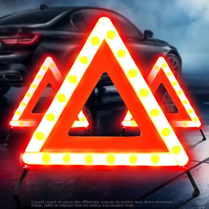 Triangle d'iode pour installation d'urgence de voiture, coulée rouge, danger pour la sécurité routière, trépied de voiture portable, réflecteur de panneau d'arrêt pliable