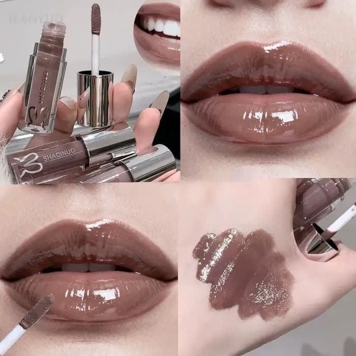 Gloss à lèvres miroir à l'eau marron
