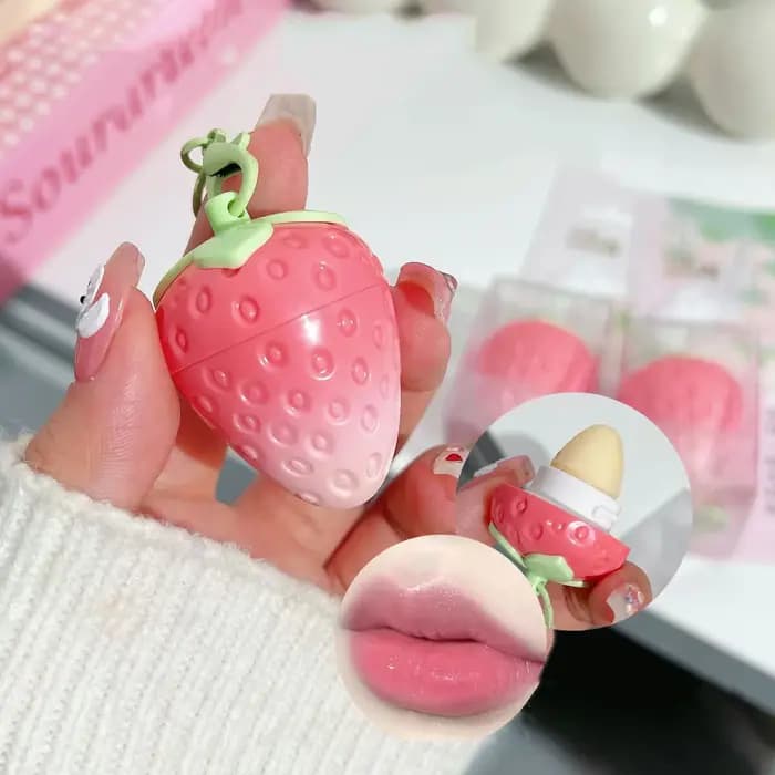 Mini baume à lèvres à changement chaud aux fraises