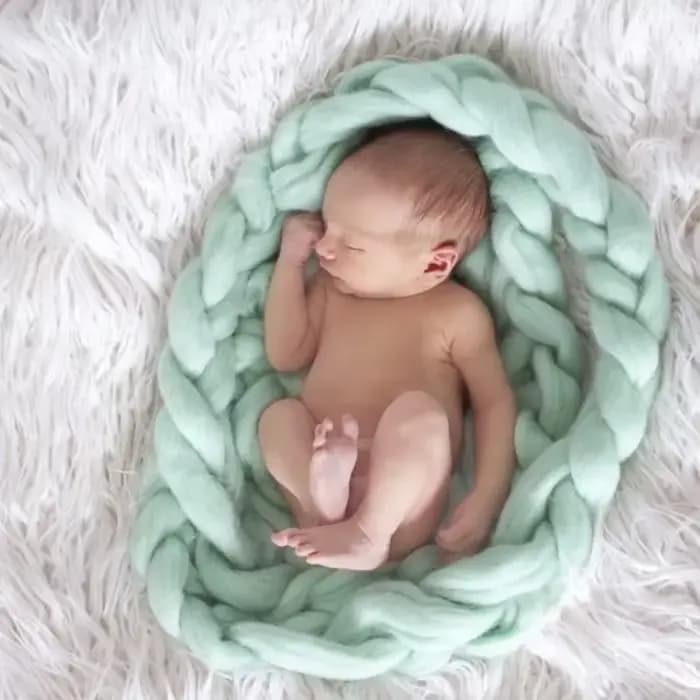 Accessoires de photographie pour nouveau-nés, tapis tressé torsadé tissé à la main, couverture en laine acrylique, tapis de fond pour Photo de bébé, remplissage de panier