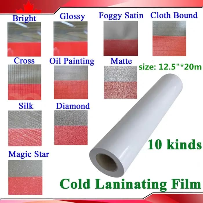 Rouleau de film de stratification à froid transparent givré à revêtement blanc A3 de 12,5 pouces x 20 m