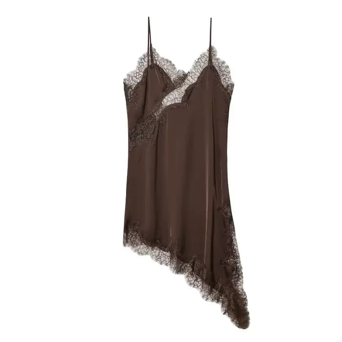 MUJER dentelle Slip Mini robe femmes Satin dos nu robe d'été femme asymétrique fête femmes robe Sexy robes de plage pour les femmes