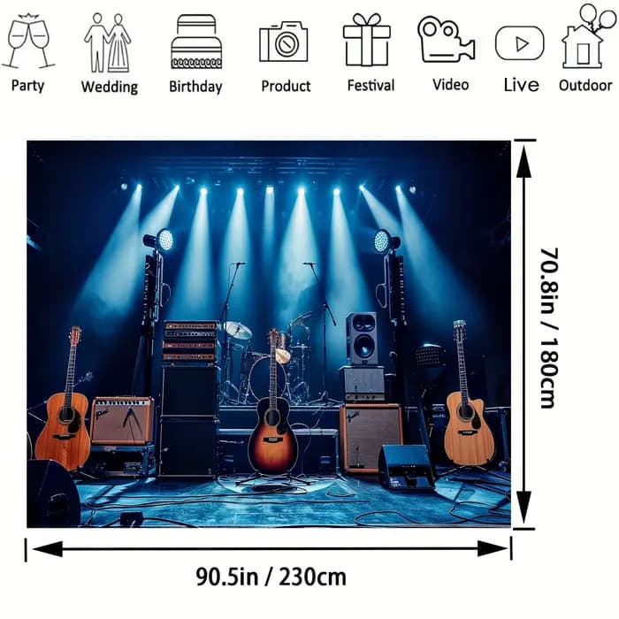 Un fond de scène de groupe-projecteur en Polyester, spectacle de discothèque, guitare Rock, chant, spectacle, Bar, arrière-plan de photographie