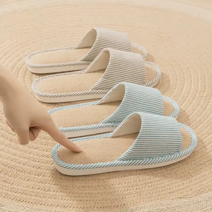 Pantoufles de maison en lin pour femmes et hommes, sandales de salon plates d'été, légères, confortables, antidérapantes, pantoufles d'intérieur pour hommes