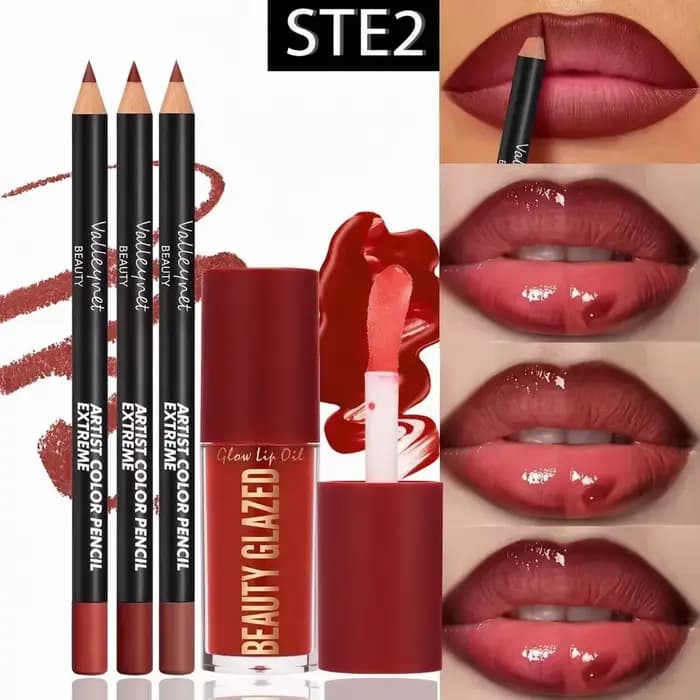 Ensemble de 4 kits pour les lèvres - 3 crayons à lèvres + 1 gloss à lèvres