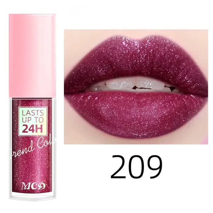 Rouge à lèvres liquide imperméable à paillettes 18 couleurs