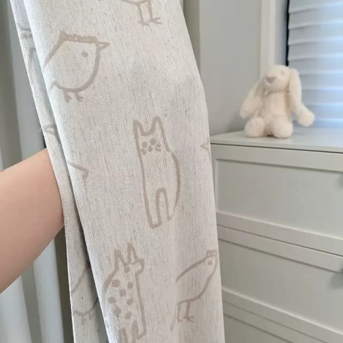 Rideaux pour enfants en coton et lin, motif animaux du monde, super doux, en chenille, mignons et enfantins, pour salle à manger et chambre à coucher