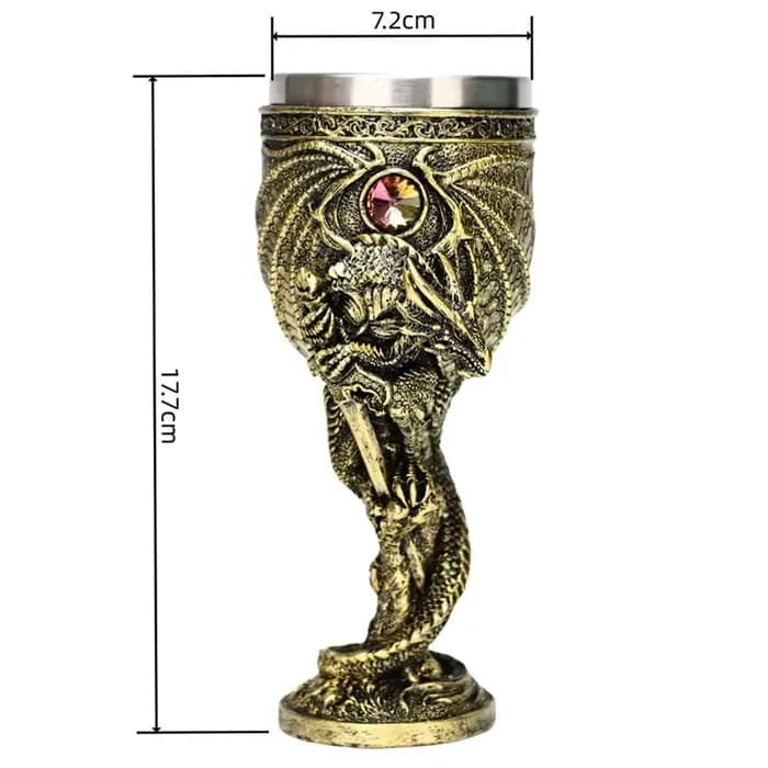 Gobelet médiéval en acier inoxydable 180 ml, tasse romantique gothique en résine Dragon Maléfique, pour vin, cocktail, bière, décoration