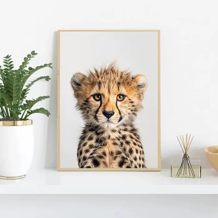 Affiche de bébé animaux mignons pour la décoration intérieure, cerf, guépard, ours, Krasnor rouge, peinture sur toile imprimée, art mural, photo pour chambre d'enfant