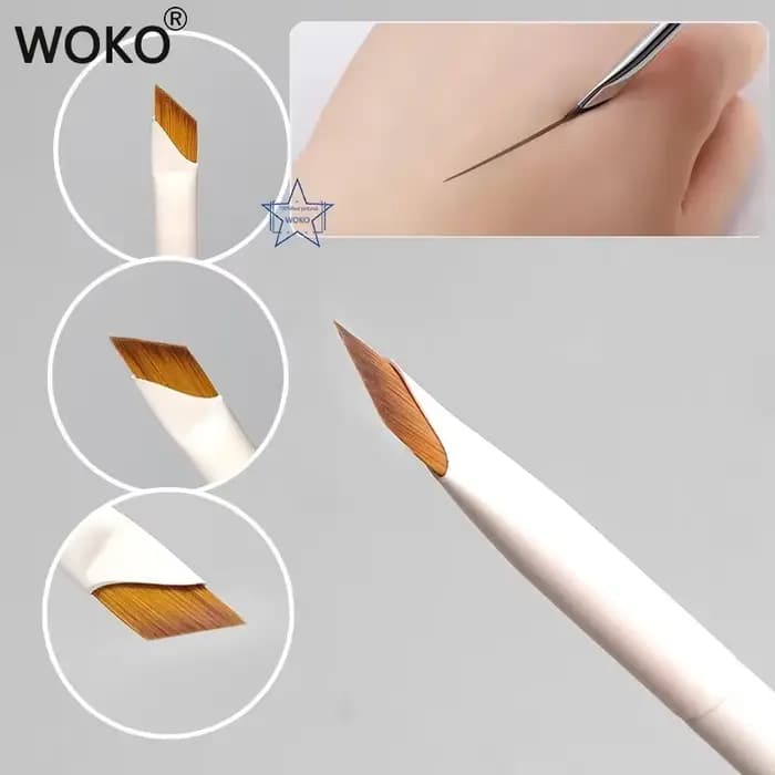 Pinceau Eyeliner Blade Amélioré Ultra Fin à Angle Plat, Pinceau Sourcils Précis pour le Maquillage Sous les Yeux, Pinceau de Détail Blanc