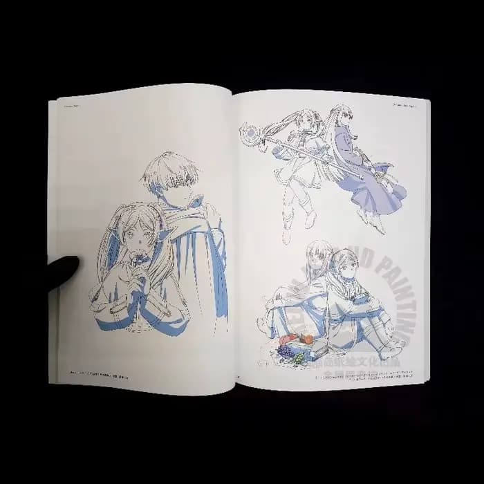 Frieren Beyond Journey's End : Livre d'art, collection d'illustrations d'anime, storyboards, croquis de dessins au trait, animation, bandes dessinées
