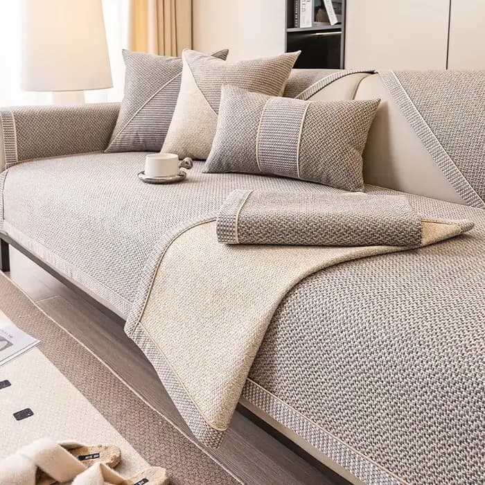 Juste de coussin de canapé en lin pour toutes les saisons, housse de canapé universelle non ald, housse de dossier, serviette de gril tissée, coton, nouveau, 2024