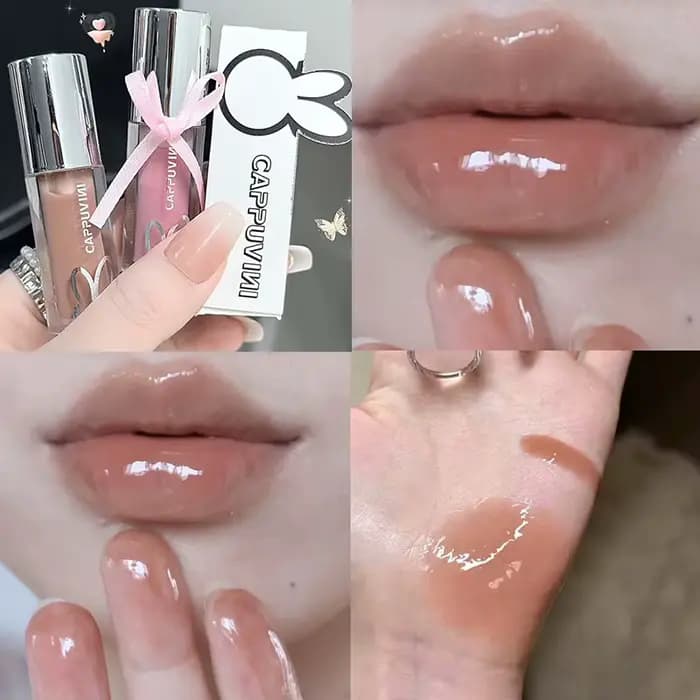 Brillant à lèvres brillant rose clair à l'eau
