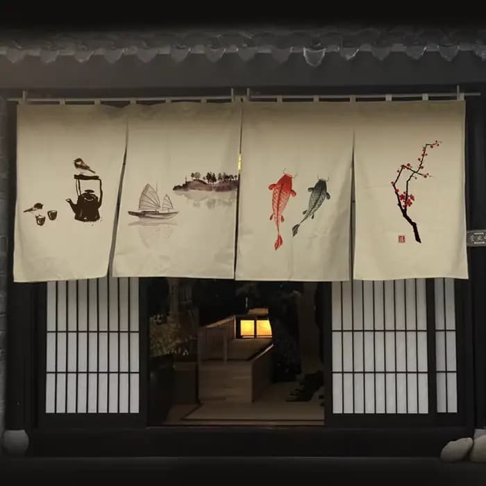 Rideau de tête de porte de séparation pour salon de thé japonais, panneau suspendu, drapeau de style chinois, décoration courte pour salon de thé