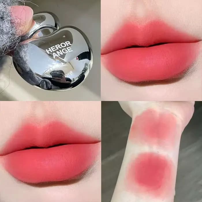 Rouge à lèvres mat soyeux en forme de cœur de pêche