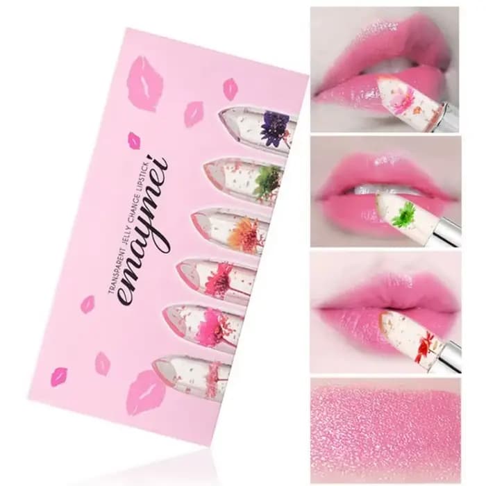 Maquillage 6 pièces ensemble de rouge à lèvres fleur gelée cristal clair longue durée