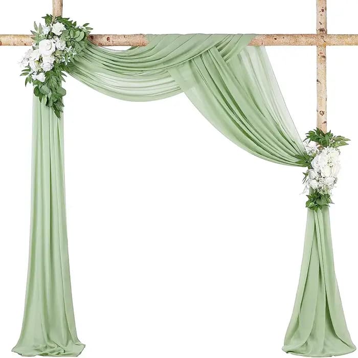 Chemin de Table de mariage en mousseline de soie vert sauge, réglage de Table en gaze transparente, Vintage, décoration de Table pour salle à manger, fête d'anniversaire, FestivalCake