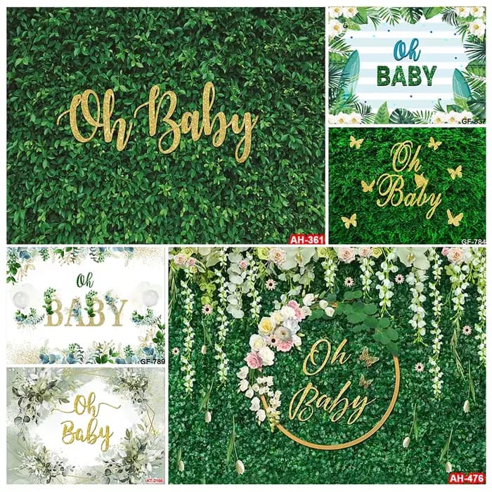 Toile de fond vert sauge pour fête prénatale, verdure neutre, Eucalyptus, or Oh, bannière pour bébé, pour garçon et fille, fête révélatrice du sexe