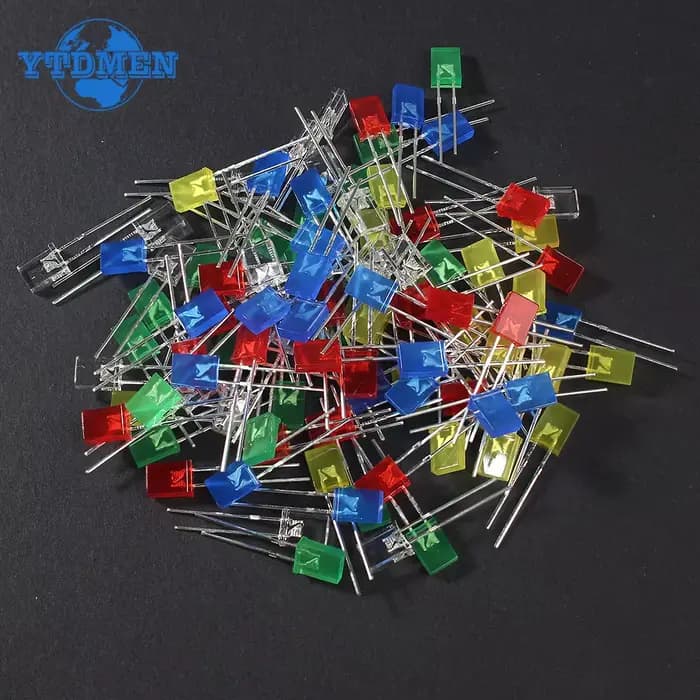 100 pcs/lot carré 2*5*7mm Diode LED 2X5X7mm 5 couleurs rouge jaune vert bleu blanc Kit de diodes électroluminescentes LED pour bricolage électronique